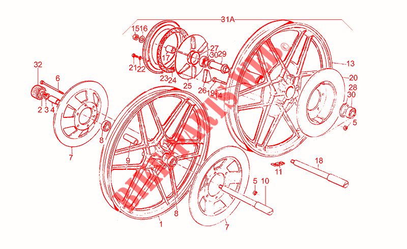 Alloy wheels voor MOTO GUZZI T3 e Derivati Calif./T4/Pol./CC/PA 1984