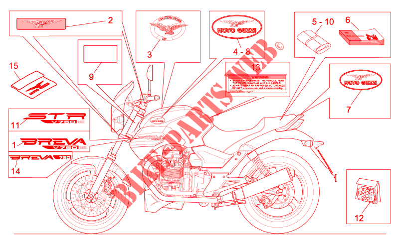 Decal and plate set voor MOTO GUZZI Breva IE 2008