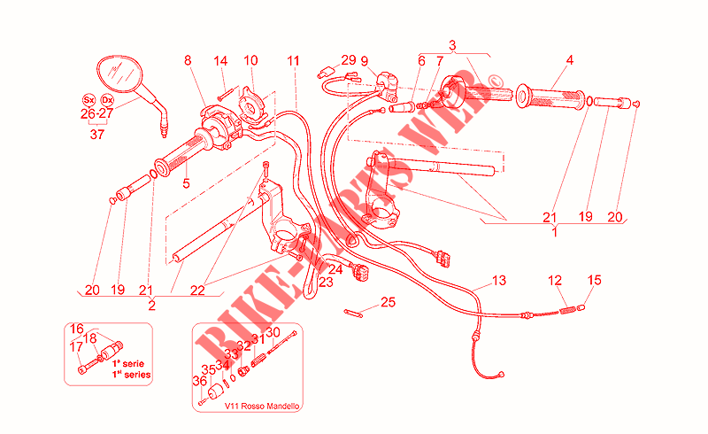 Handlebar   Controls voor MOTO GUZZI V 11 Sport - Mandello 2000