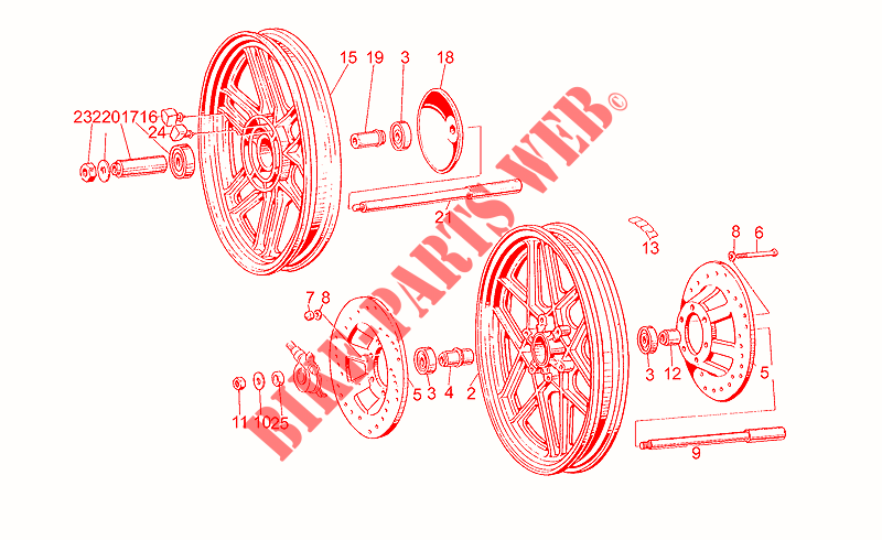 Wheels voor MOTO GUZZI V 50 III Pol./PA VechioTipo 1985